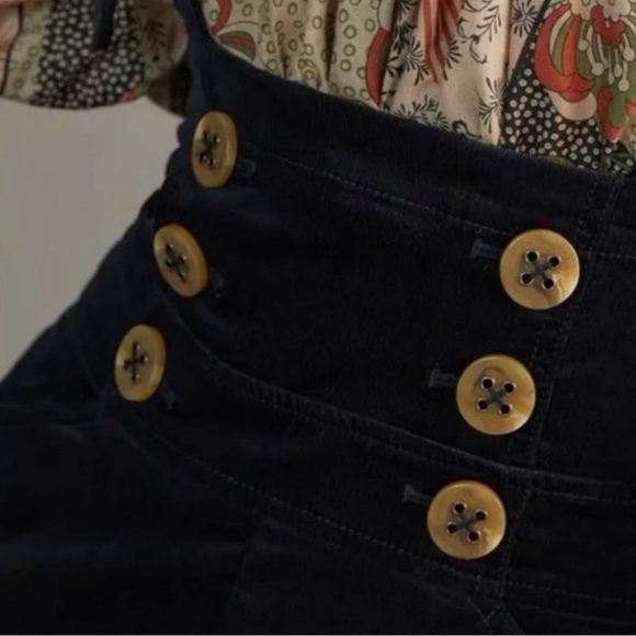 Anthropologie Buttoned Pinafore Corduroy Jumpsuit Black Size 4 - Picture 5 of 15
